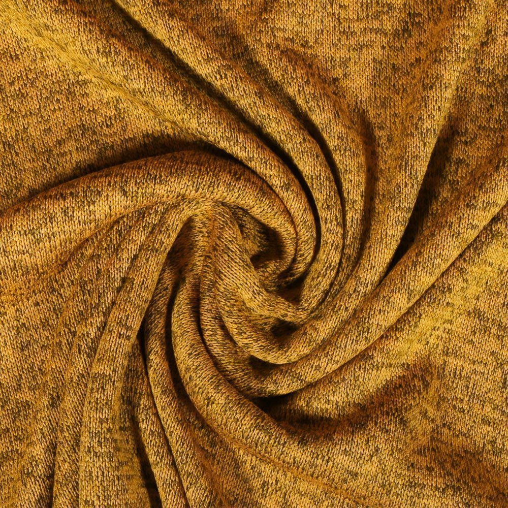 Tissu Maille Jacquard Mélangé Moutarde