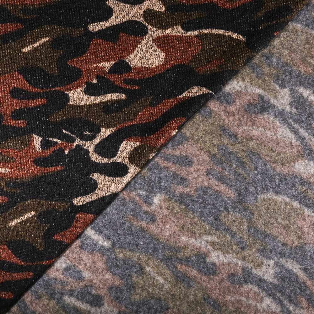 Tissu Maille pull Envers Polaire Camouflage Armée