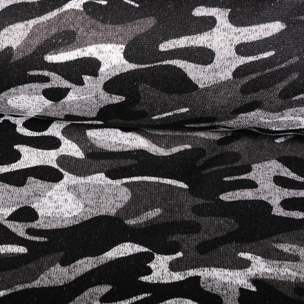 Tissu Maille Pull tout doux Camouflage Gris / Noir