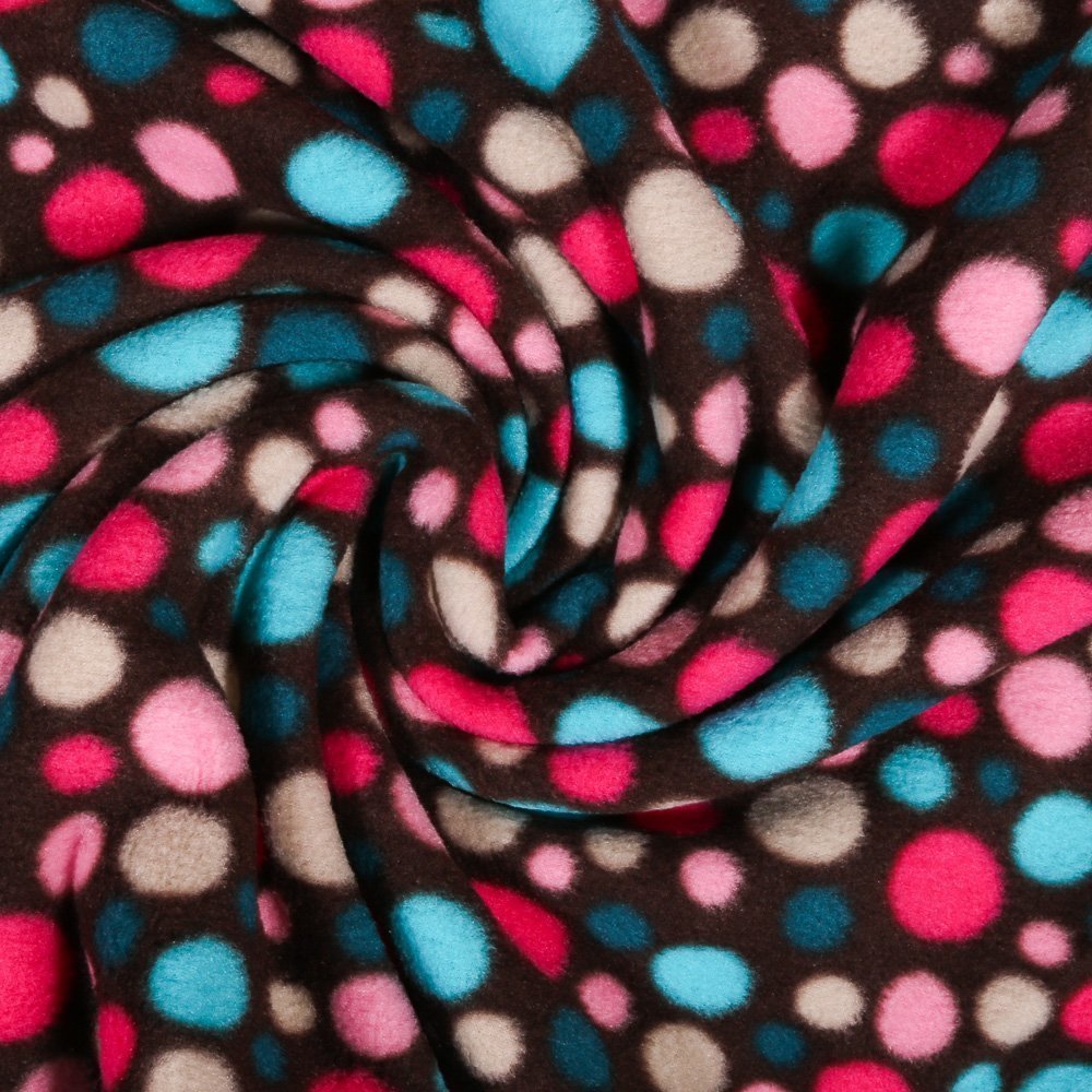 Tissu Polaire Marron Pois Multicolore