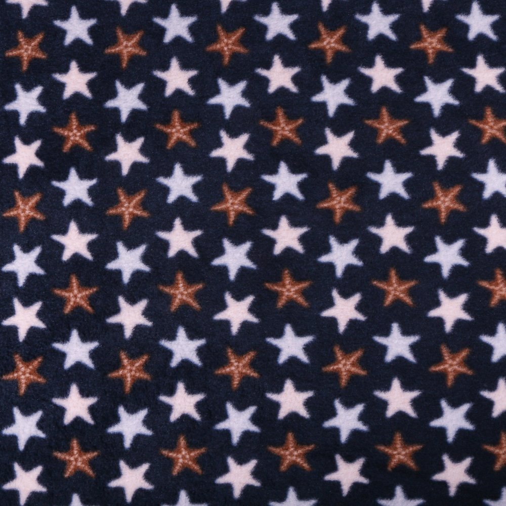 Tissu Polaire Etoiles Multicolore sur fond Bleu nuit