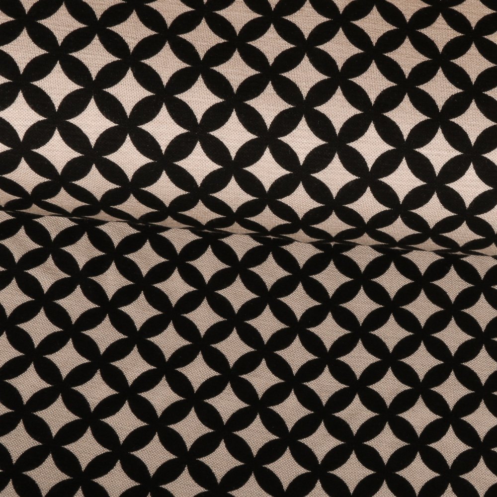 Tissu Jersey Viscose Lourd Helices Noires sur fond Beige clair