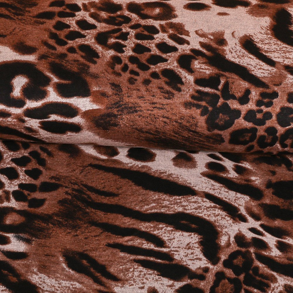 Tissu Jersey Viscose Lourd Tigrés Marron et beige