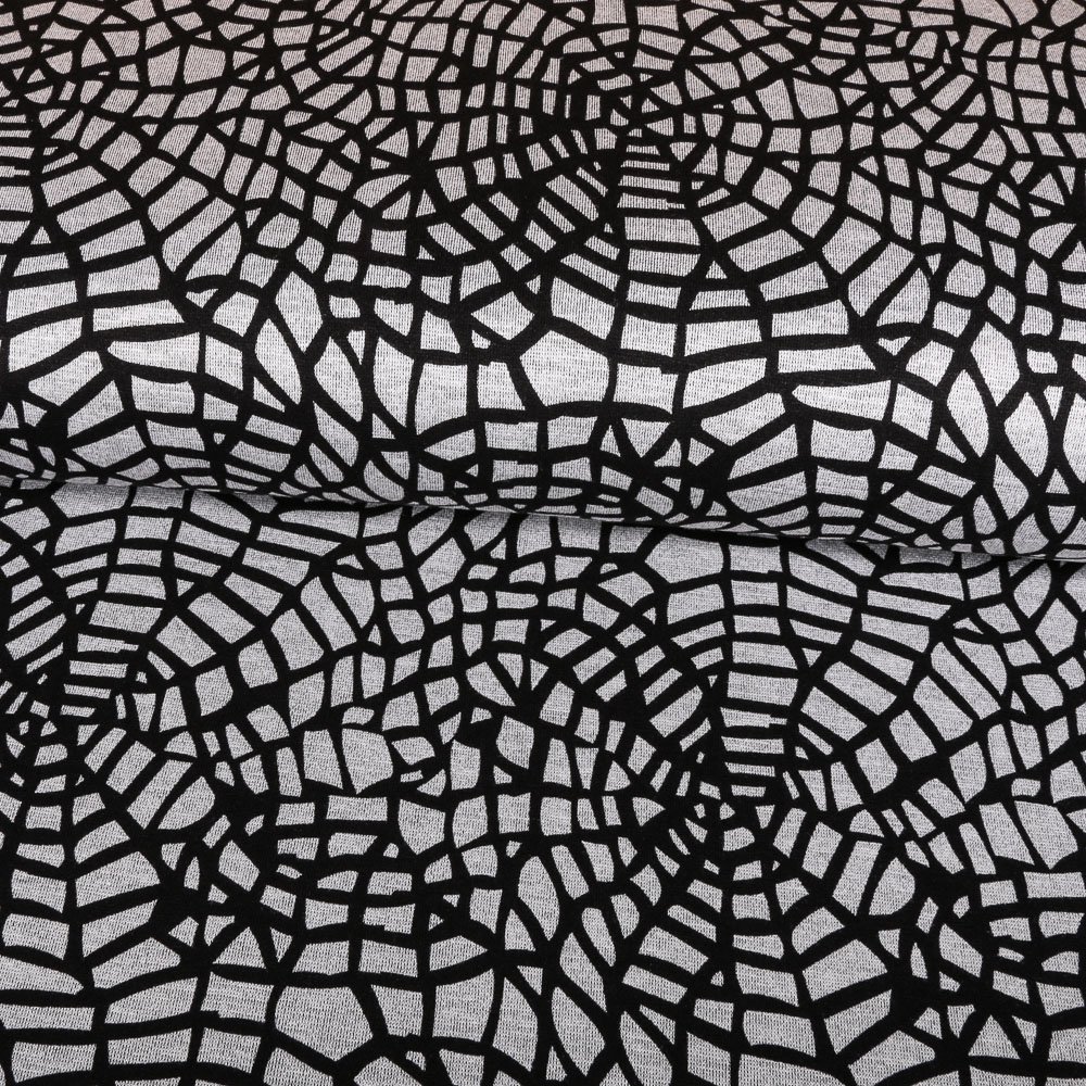 Tissu Jersey Viscose Lourd Toile Noir sur fond Gris clair