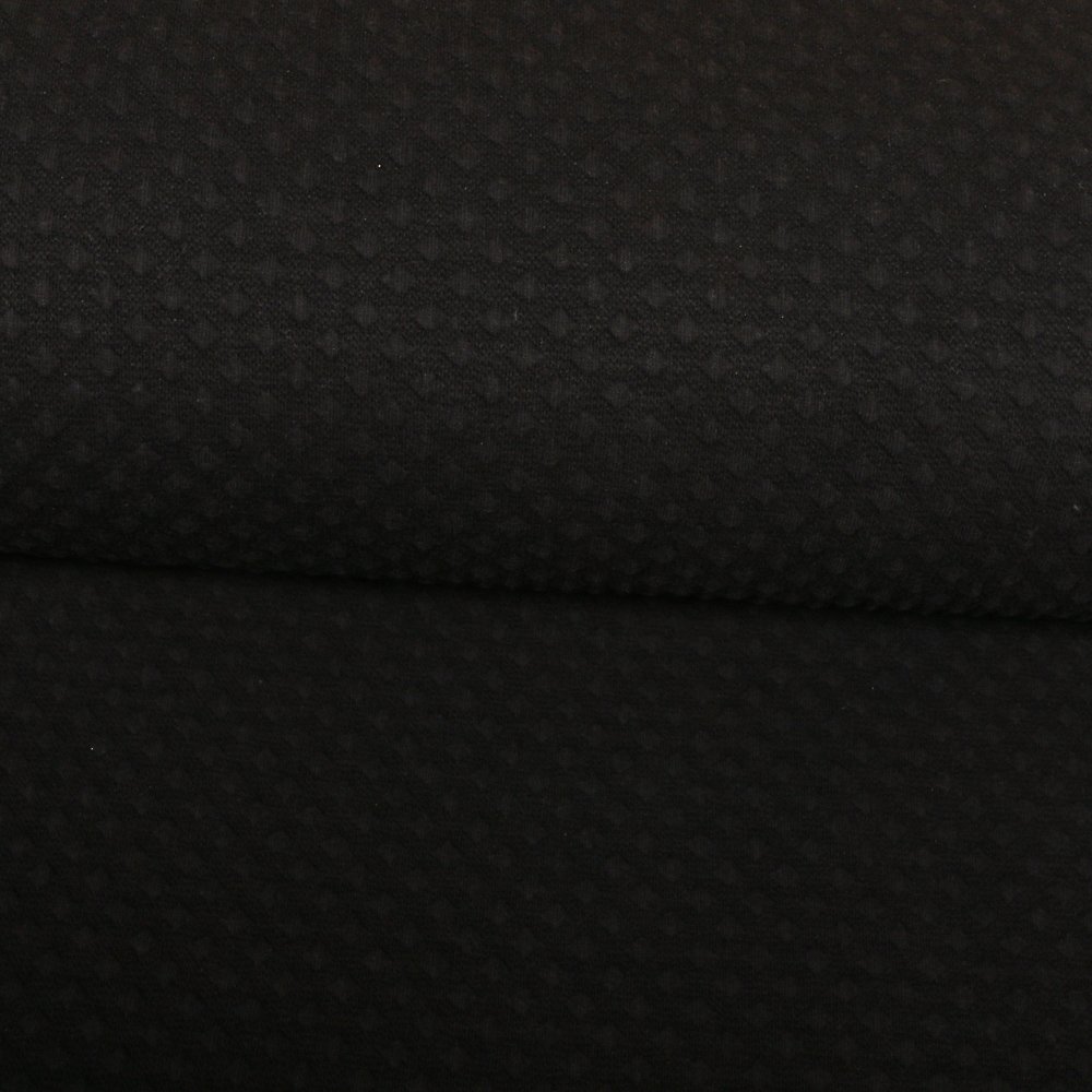 Tissu Jacquard Jersey Losanges en relief sur fond Noir
