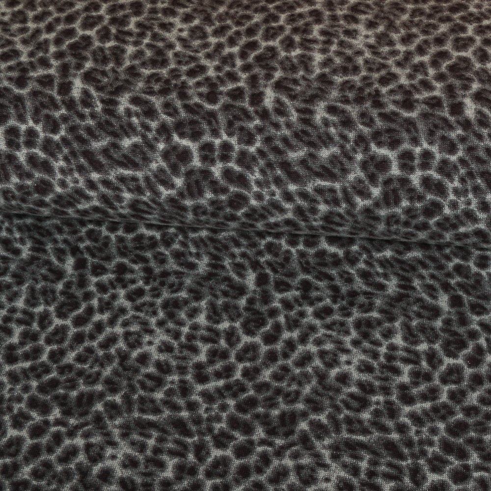 Tissu Jersey Velours Noir Panthère Vert d'eau