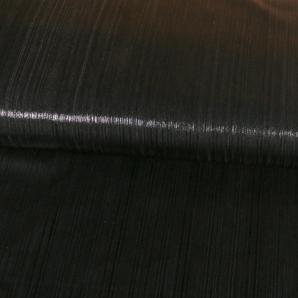 Tissu Lycra Plissé Fines rayures Noires