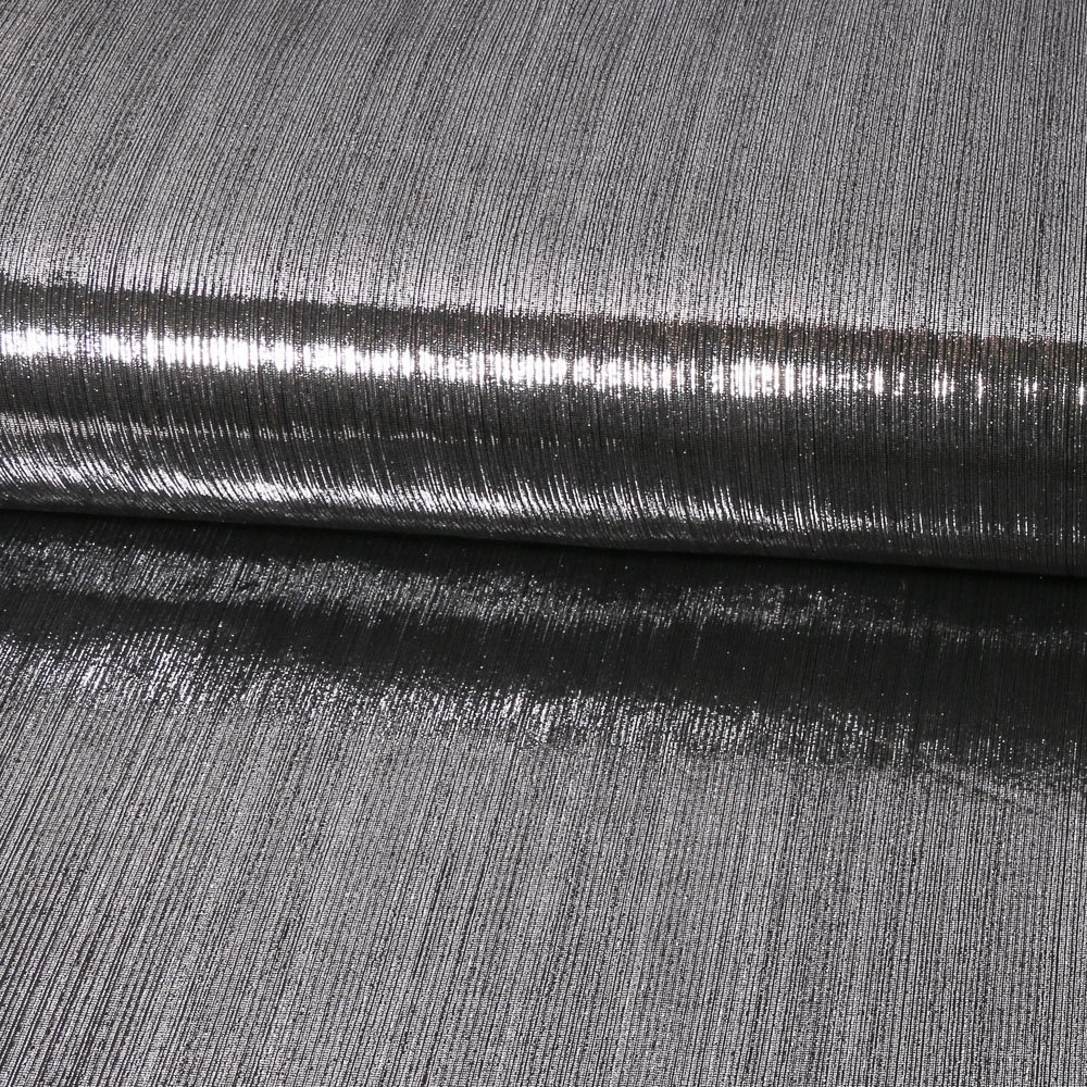 Tissu Lycra Plissé Fines rayures Argent