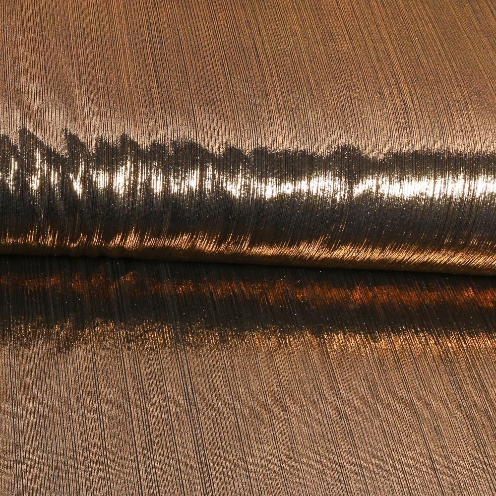 Tissu Lycra Plissé Fines rayures Bronze