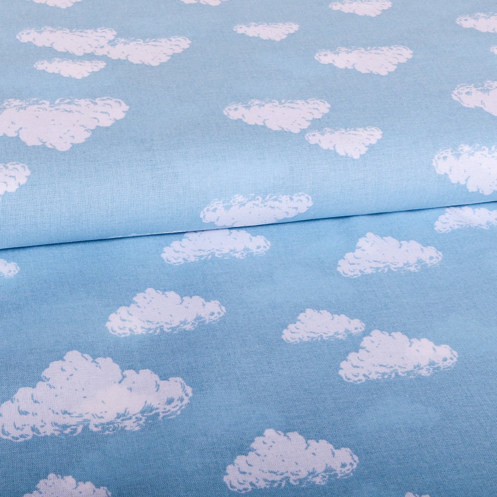 Tissu Coton LittleBird Nuages Bleu ciel