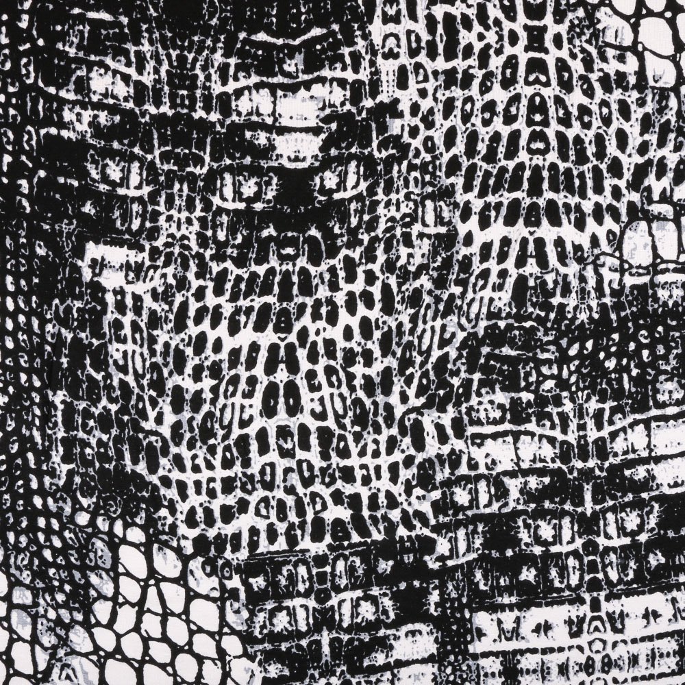 Tissu Jersey Viscose Blanc Motif Animal Noirs