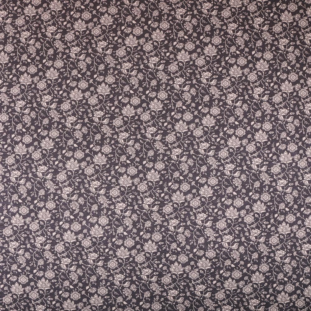 Tissu Jersey Viscose Fleuris Beige sur fond Mûre nacré