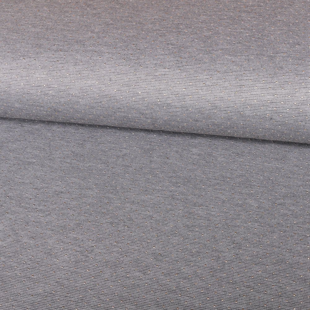 Tissu Milano Points en relief Or sur fond Gris clair
