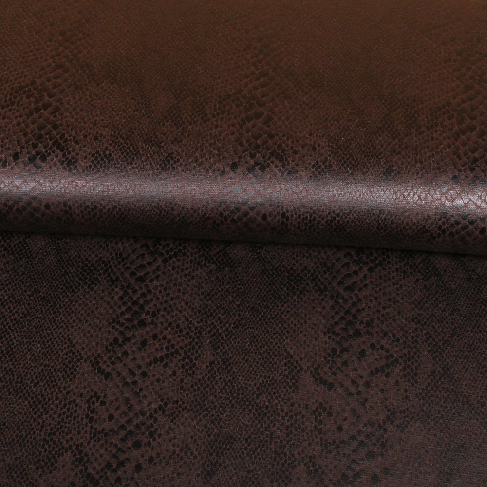 Tissu Simili Cuir Stretch Marron chocolat Peau de serpent