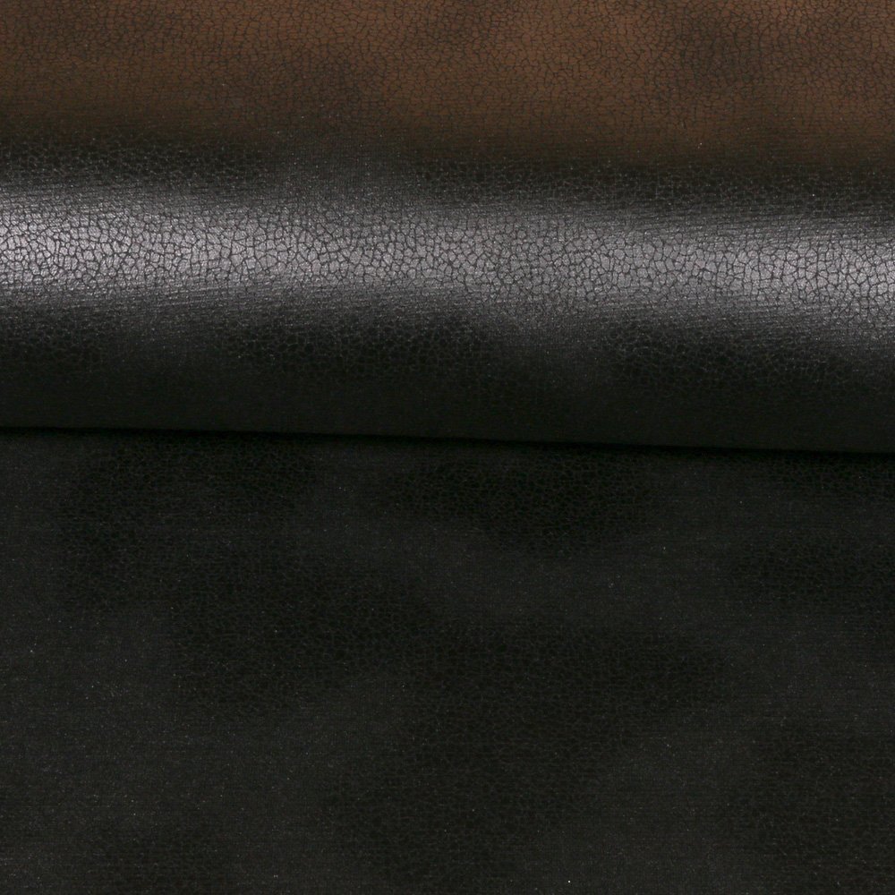 Tissu Simili Cuir Stretch Craquelé sur fond Anthracite