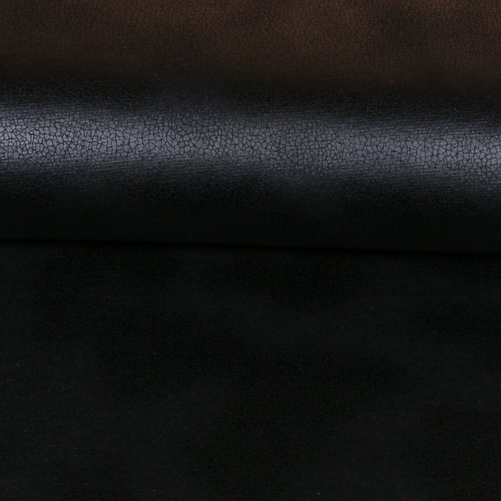 Tissu Simili Cuir Stretch Craquelé sur fond Noir