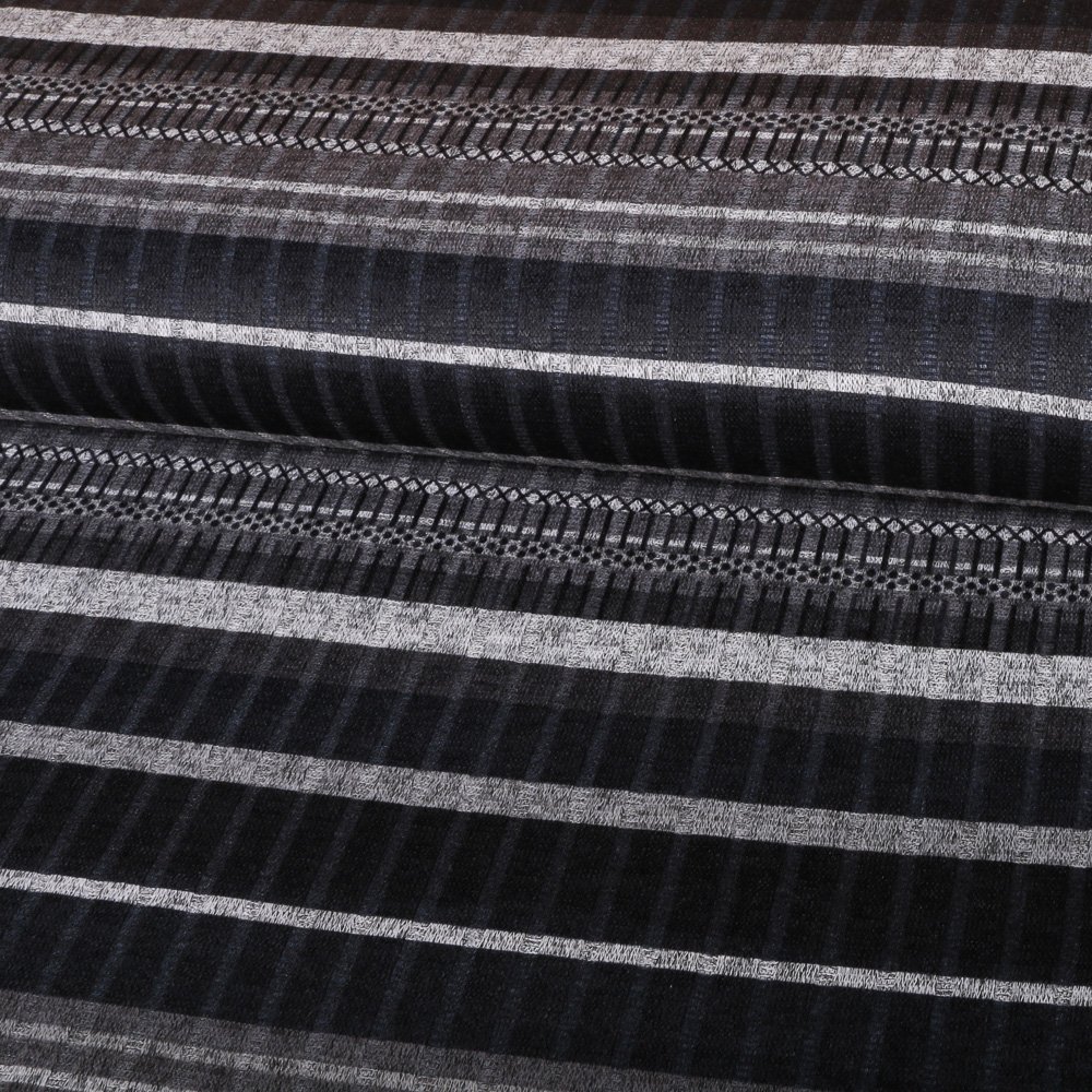 Tissu Maille Cotelé Extensible Rayures Tons de gris