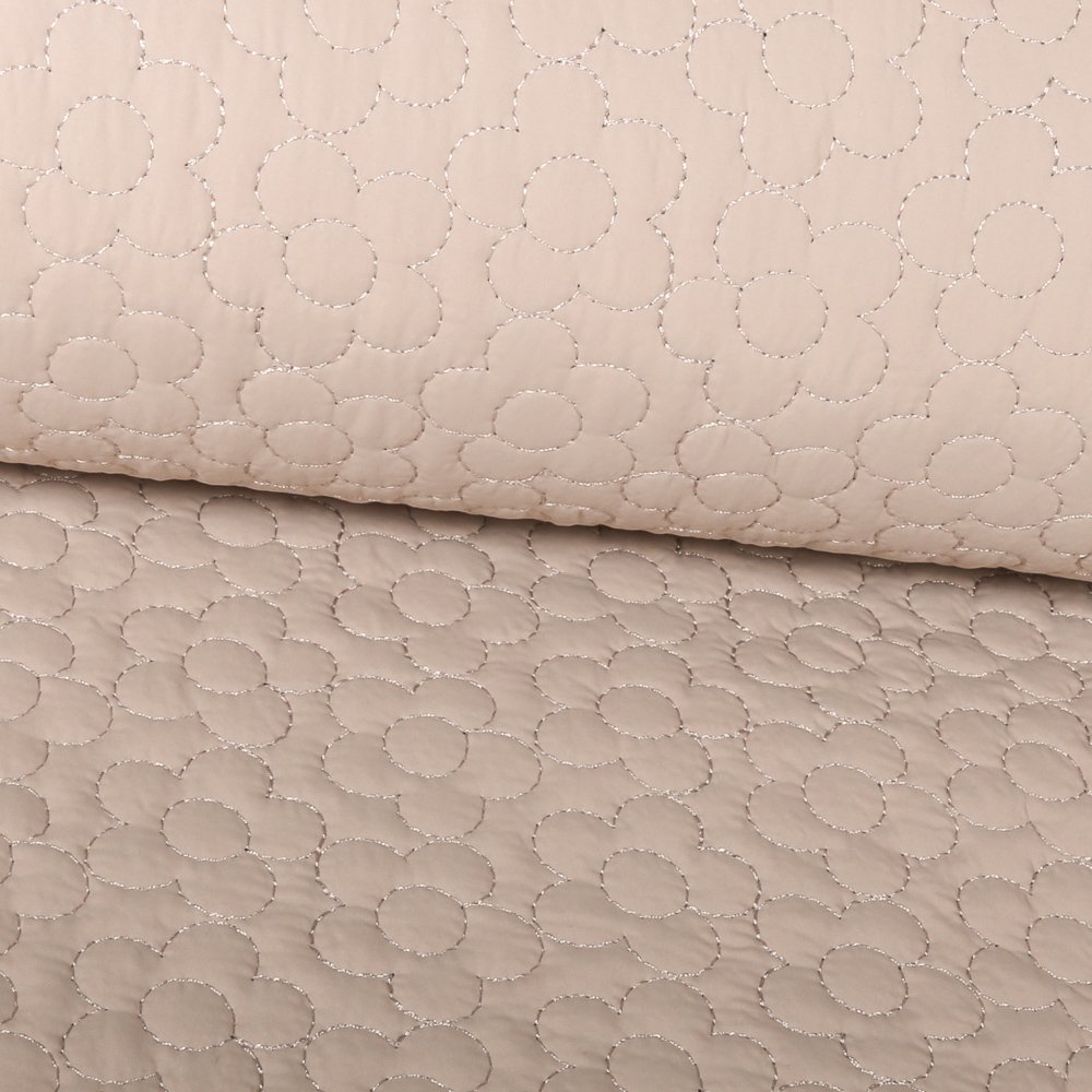 Tissu Doublure Matelassé Fleurs sur fond Beige