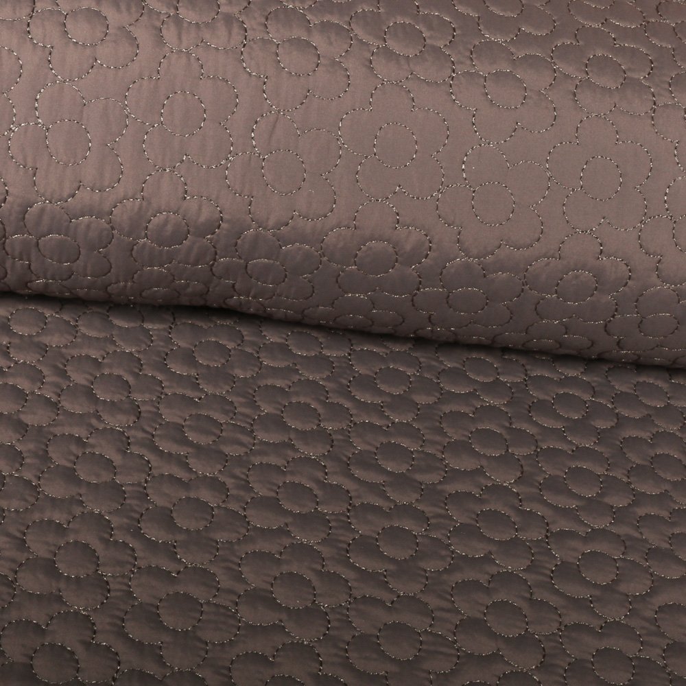 Tissu Doublure Matelassé Fleurs sur fond Taupe