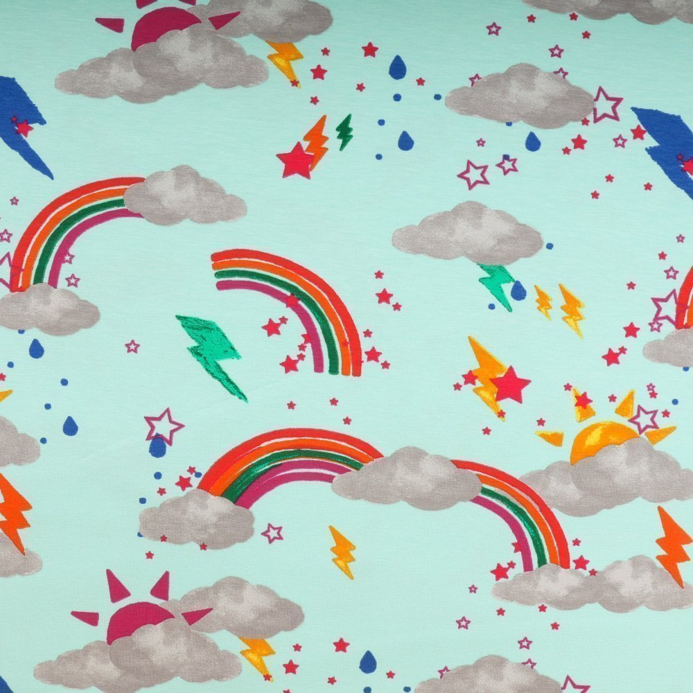 Tissu Jersey Coton Menthe Météos diverses