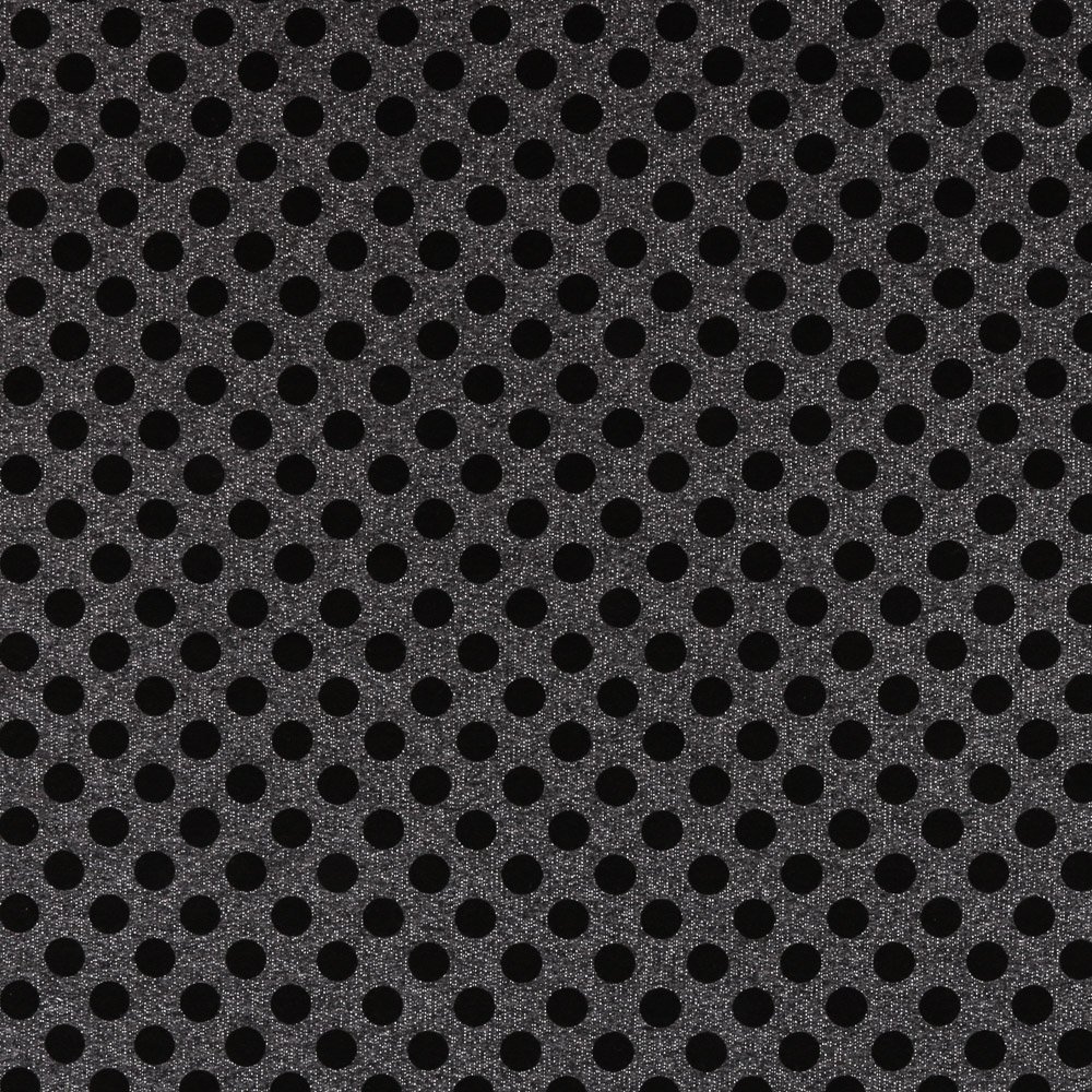 Tissu Jersey Jogging Pois 10mm Noirs sur fond Gris chiné foncé