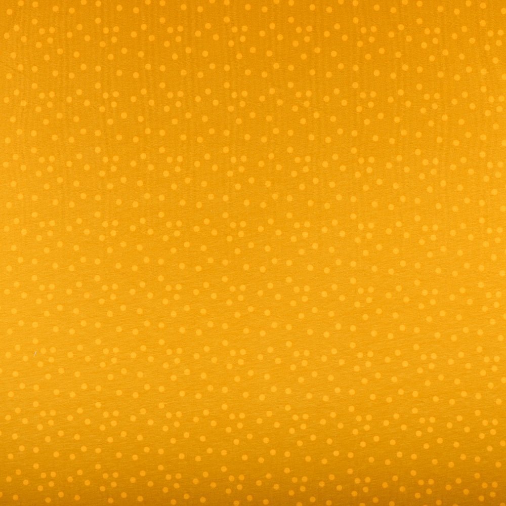 Tissu Jersey Coton Pois 5mm Jaune sur fond Moutarde