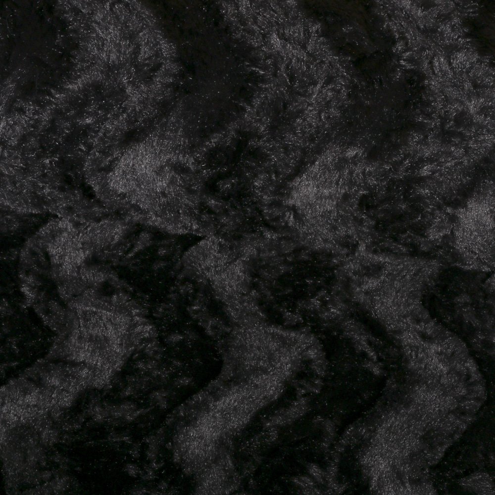 Tissu Fausse fourrure Vagues sur fond Noir