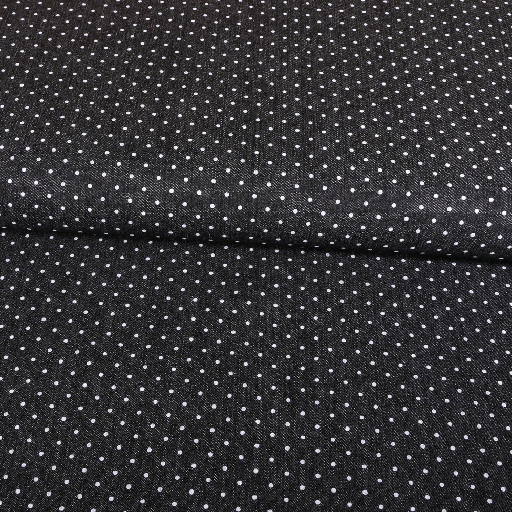 Tissu Chambray Pois 1mm Blancs sur fond Noir