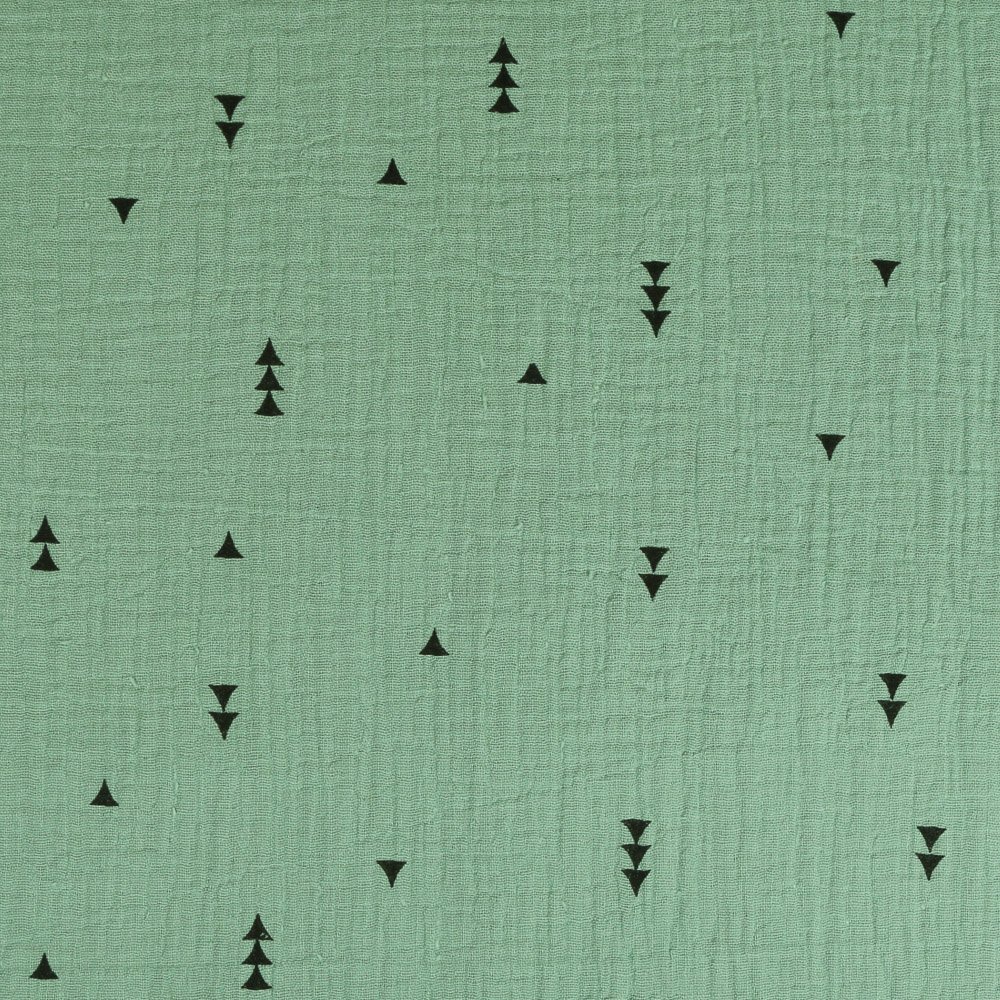 Tissu Double gaze de coton Triangles Vert