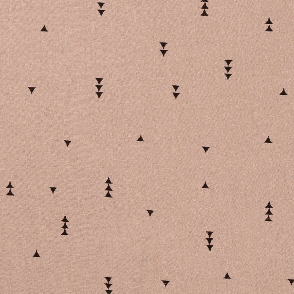 Tissu Double gaze de coton Triangles Beige
