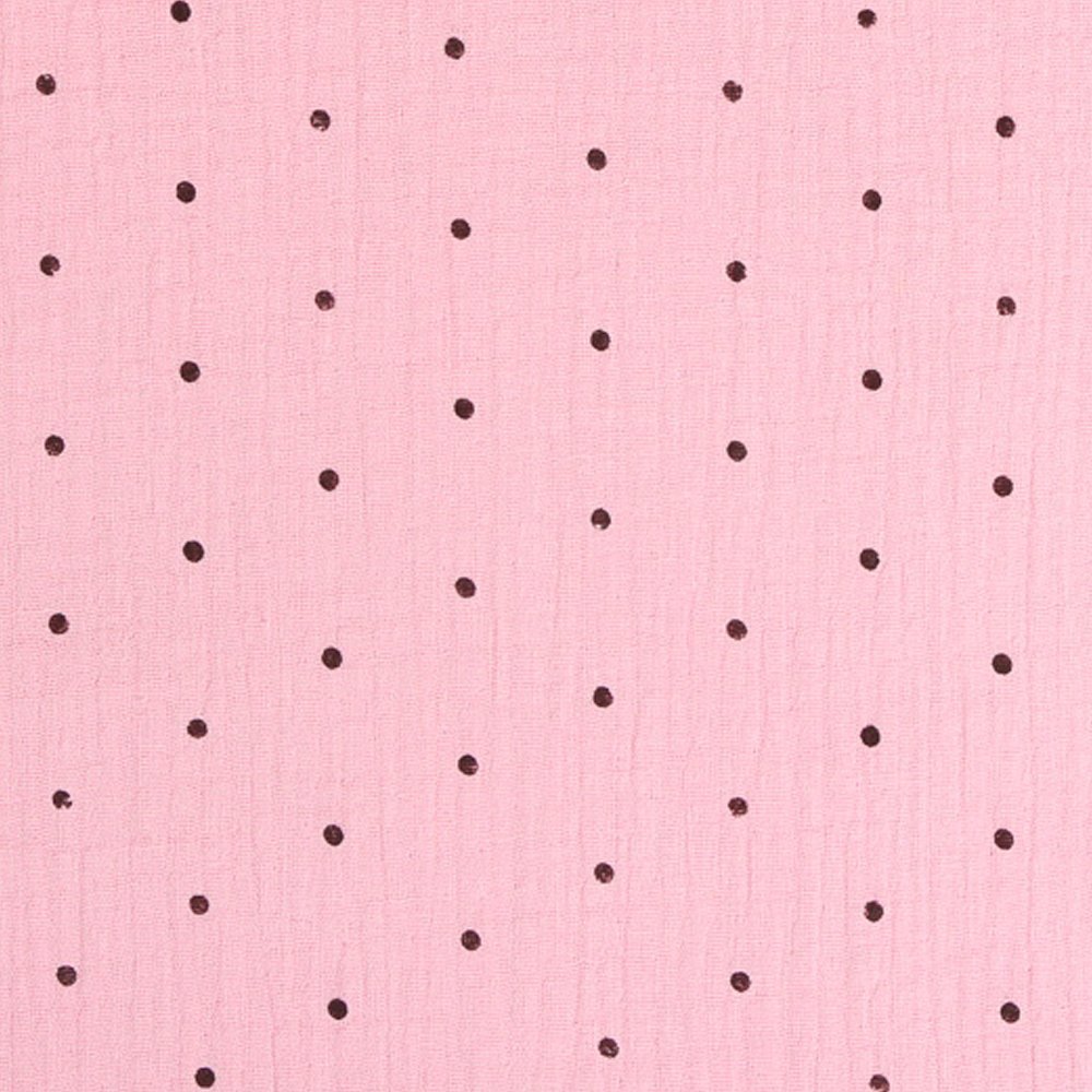 Tissu Double gaze de coton Pois Rose clair