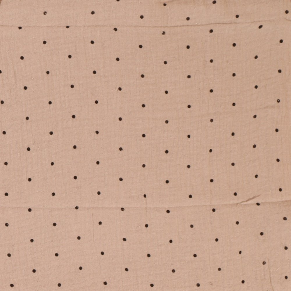 Tissu Double gaze de coton Pois Beige