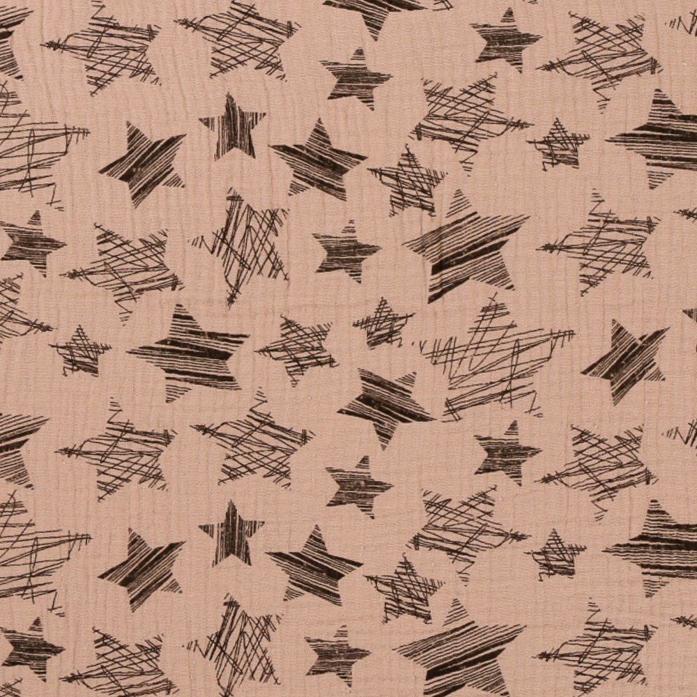 Tissu Double gaze de coton Etoiles Beige