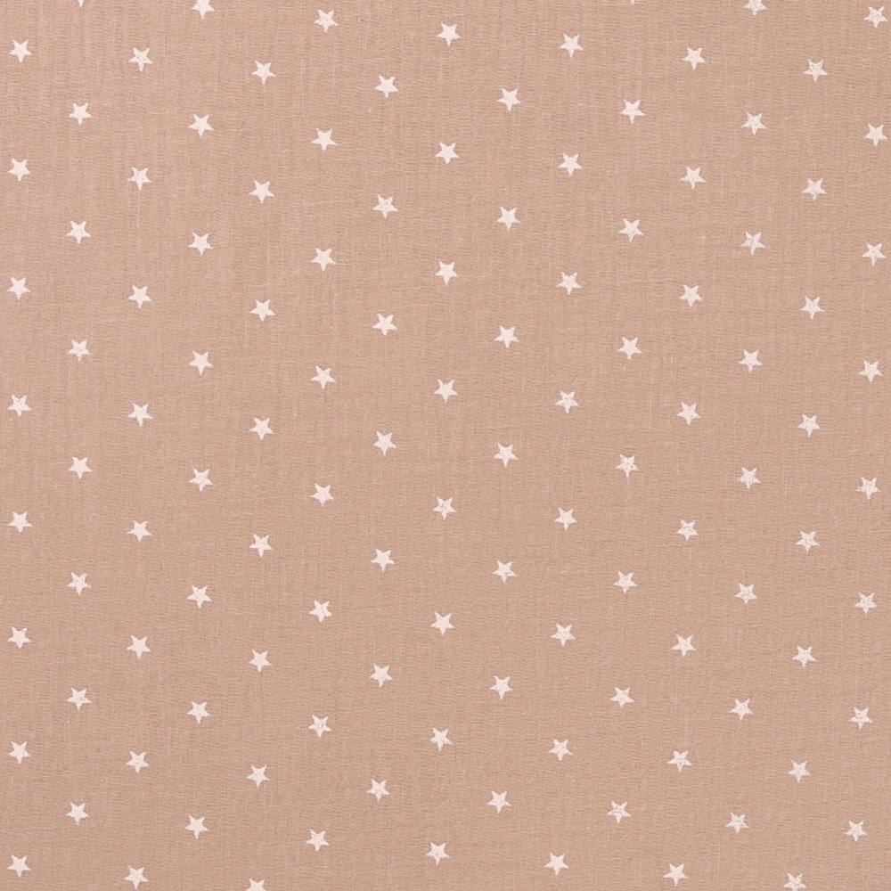 Tissu Double gaze de coton Beige Etoiles blanches