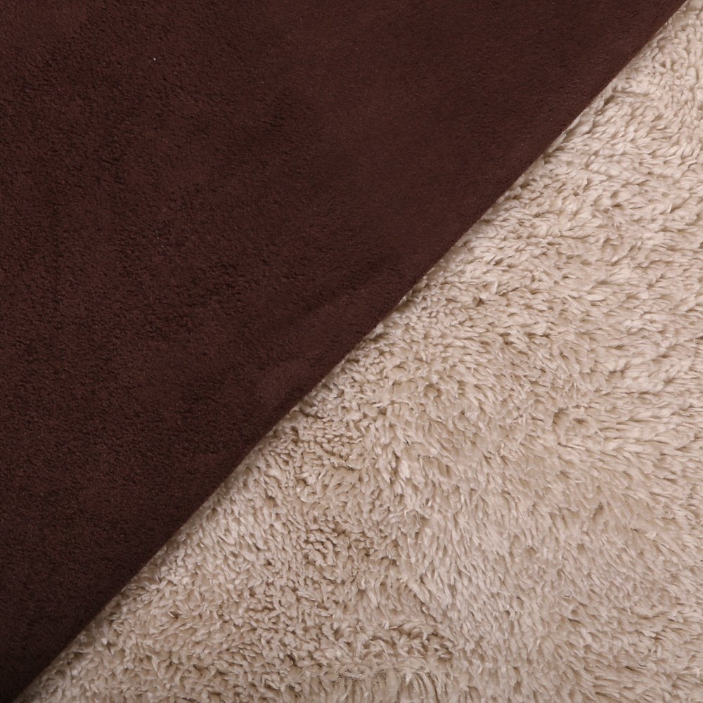 Tissu Aspect cuir Envers fausse fourrure mouton sur fond Chocolat