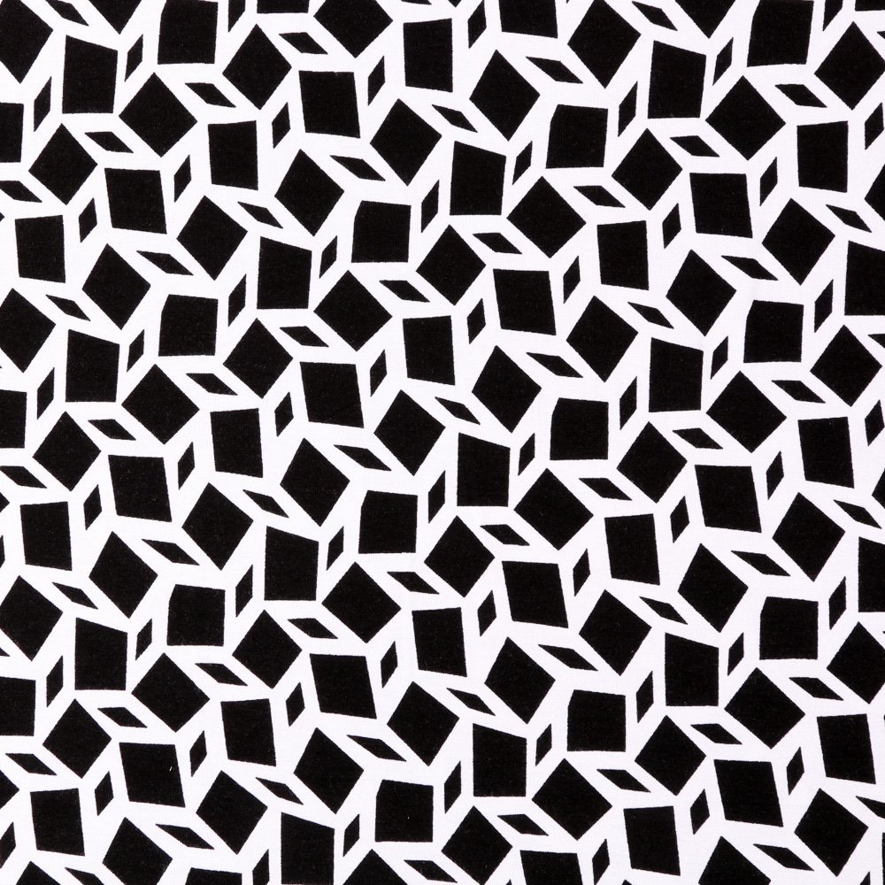 Tissu Jersey Viscose Motifs Géométriques Noirs et blancs