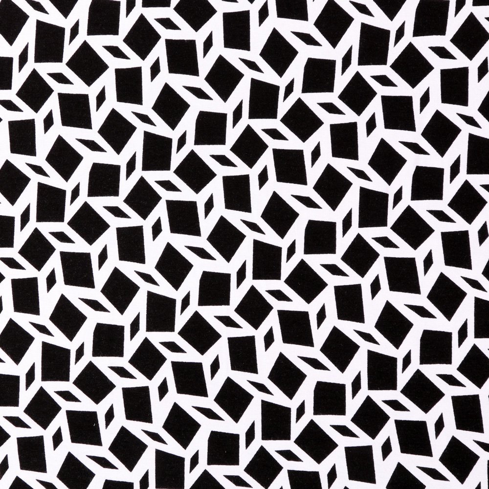 Tissu Jersey Viscose Motifs Géométriques Noirs et blancs