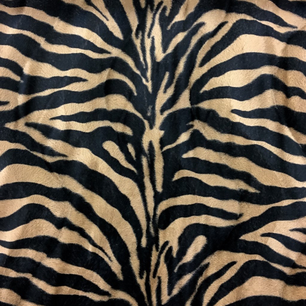 Tissu Velours Peau de bête Zèbre Marron et noir