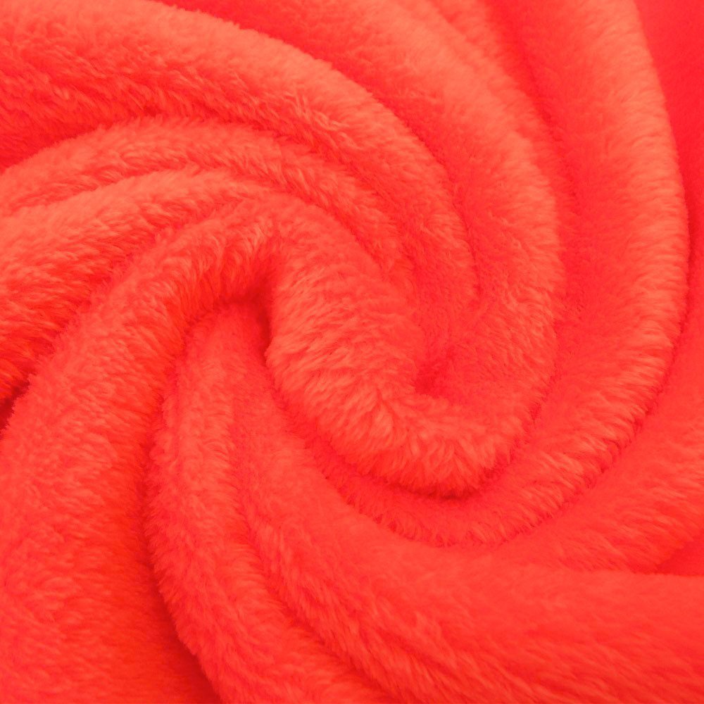 Tissu Doudou uni Rouge orangé
