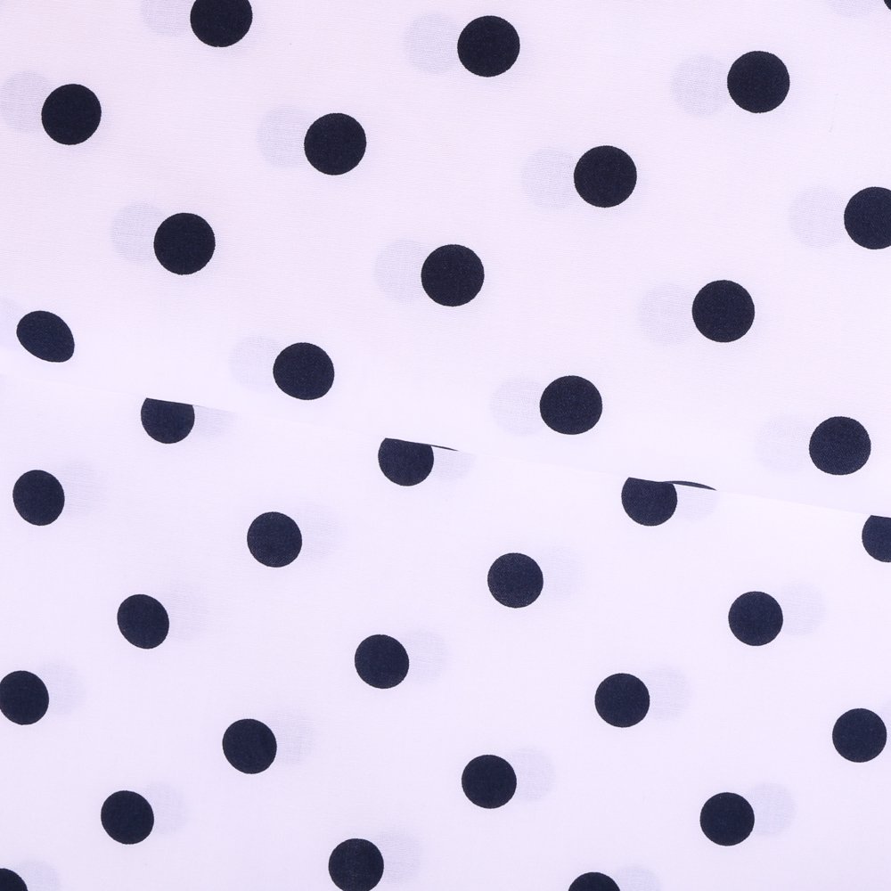 Tissu Coton imprimé Blanc Pois 17 mm Bleu marine