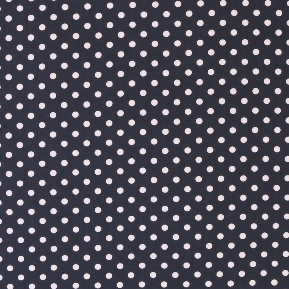 Tissu Coton imprimé Bleu marine Pois 8 mm Blancs