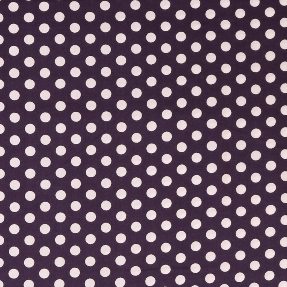 Tissu Coton imprimé Violet Pois 8 mm Blancs