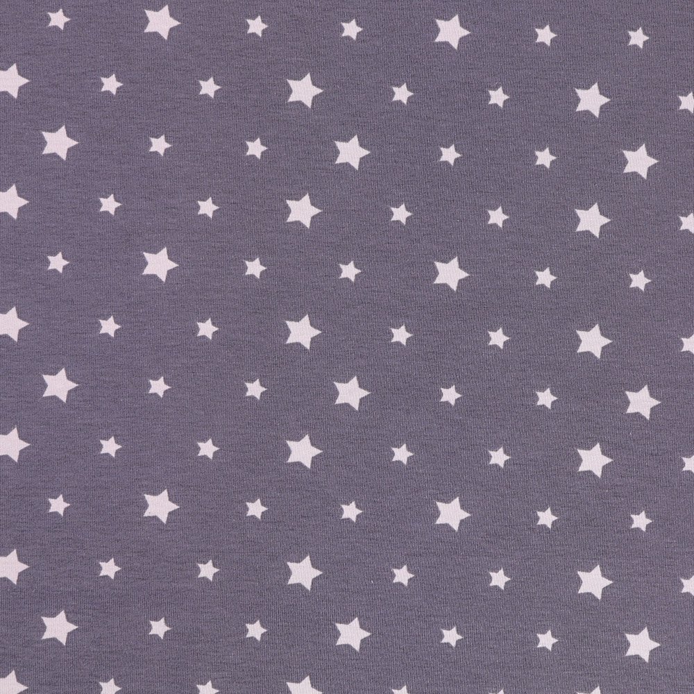 Tissu Jersey coton Gris foncé Etoiles Grises