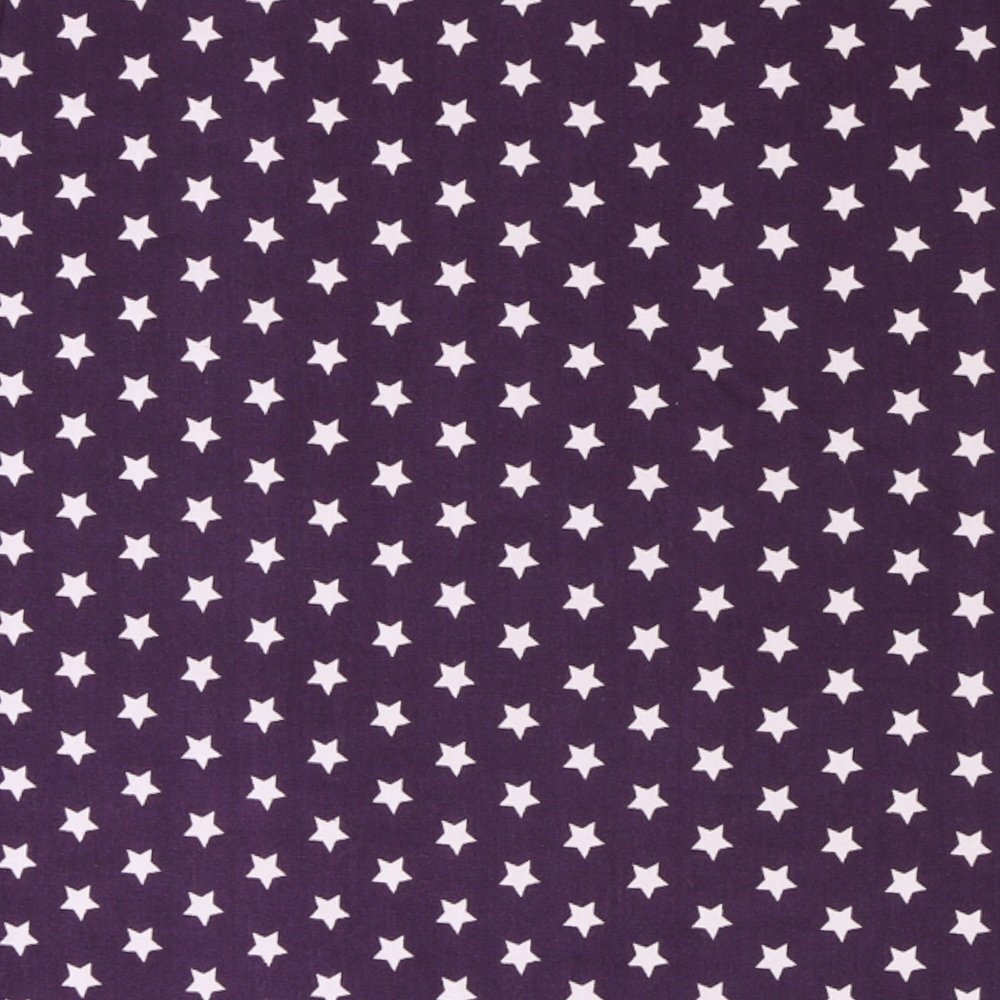 Tissu Coton Violet Etoiles Blanches