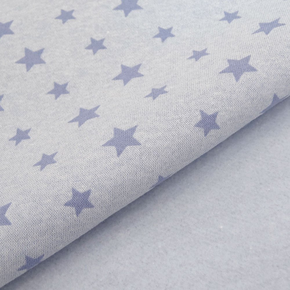 Tissu Sweat Bleu pervenche Etoiles bleuet