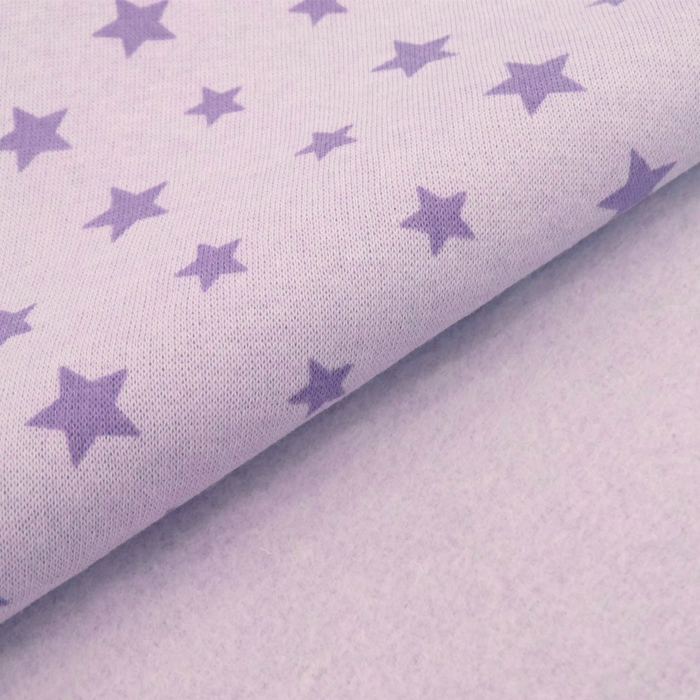Tissu Sweat Parme Etoiles violettes