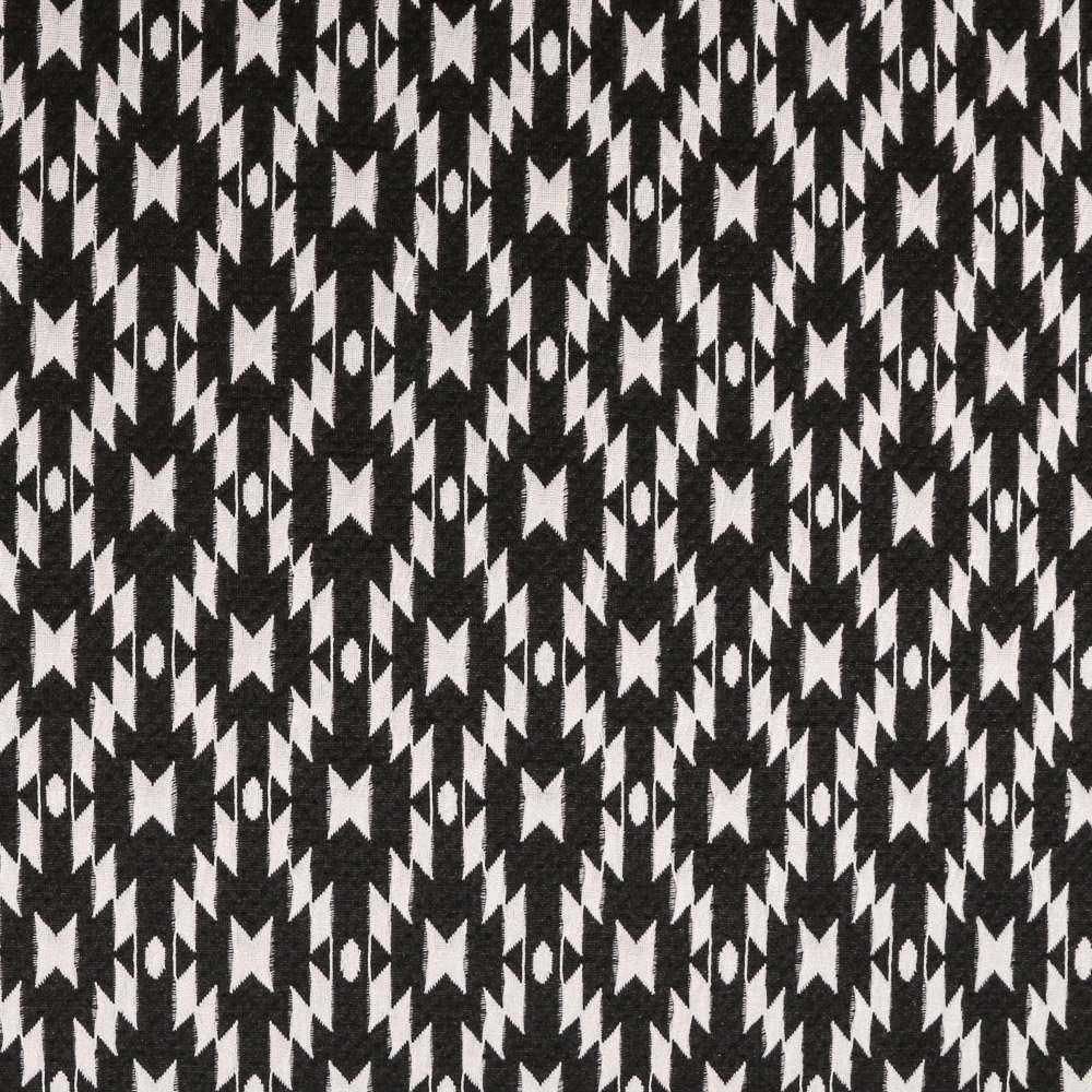 Tissu Maille jersey Noir Motifs géométriques blancs