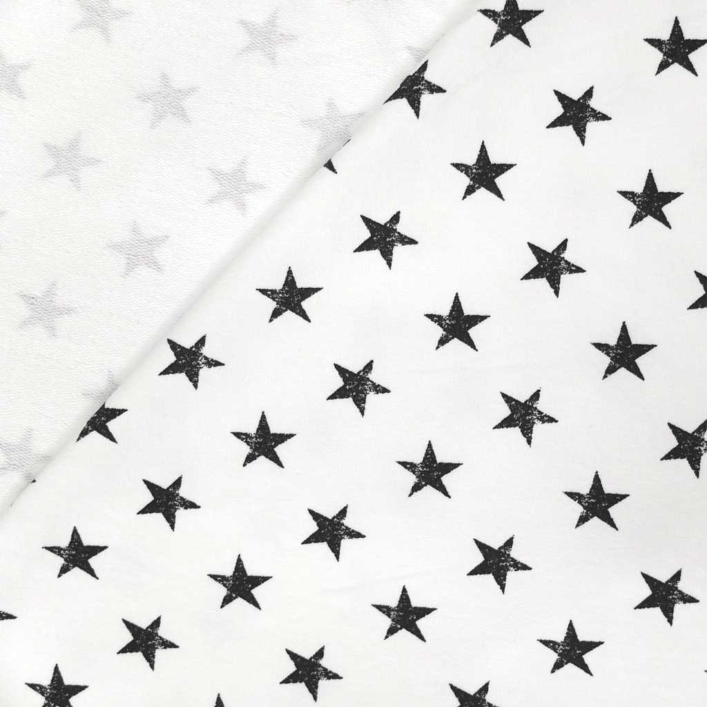 Tissu Jersey Coton Blanc Etoiles bleu marine