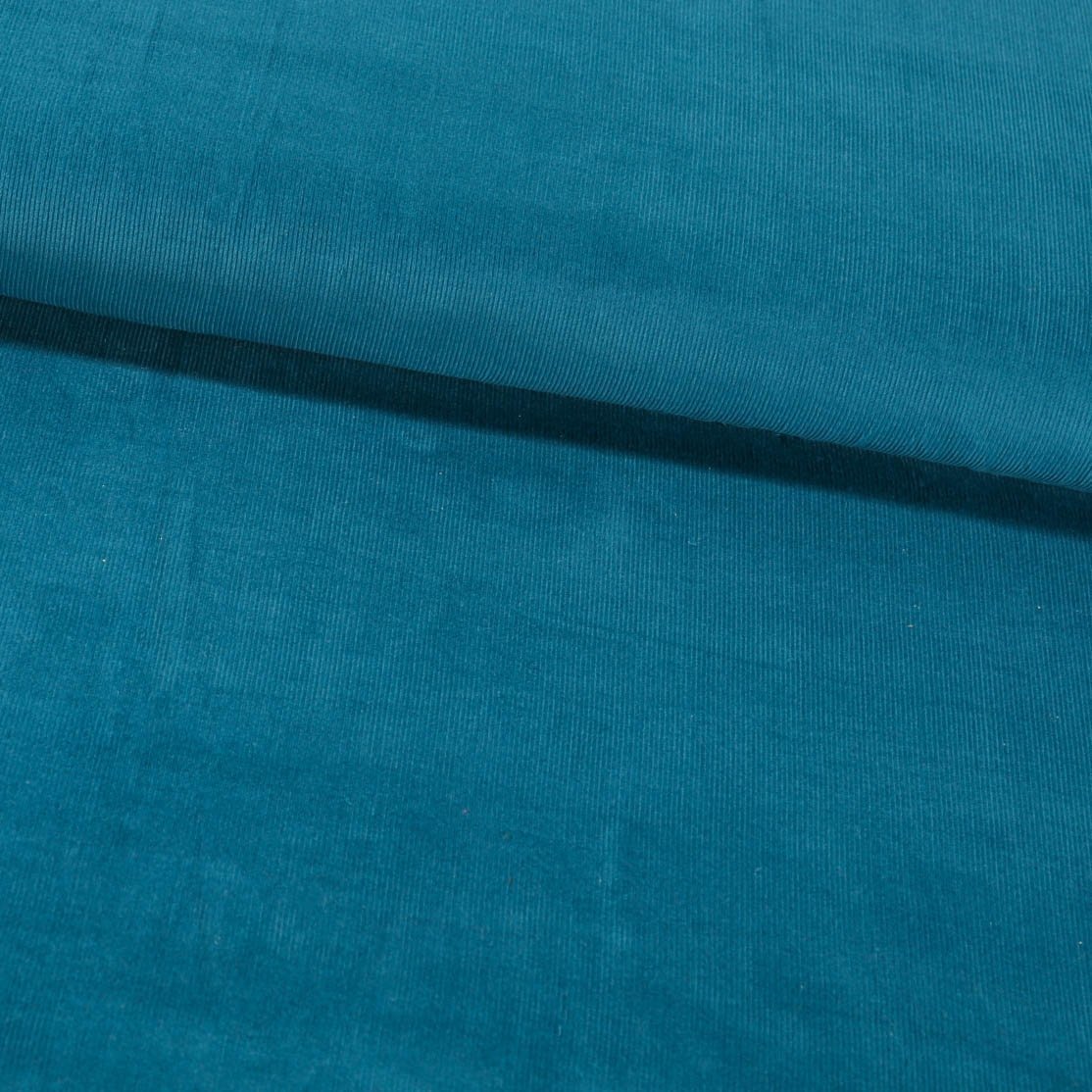 Tissu Velours milleraies Bleu pétrole