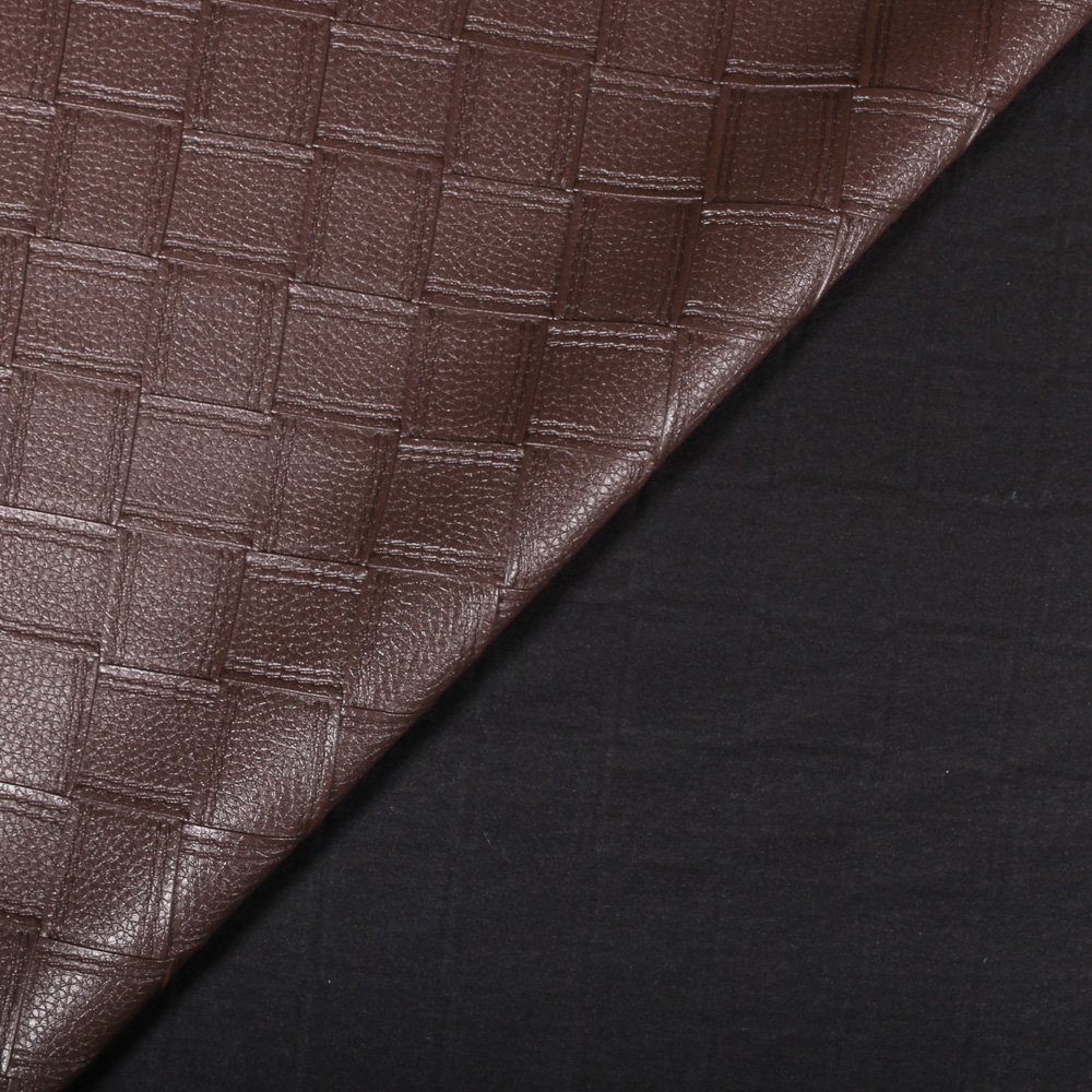 Tissu Aspect Cuir à Carreaux Chocolat